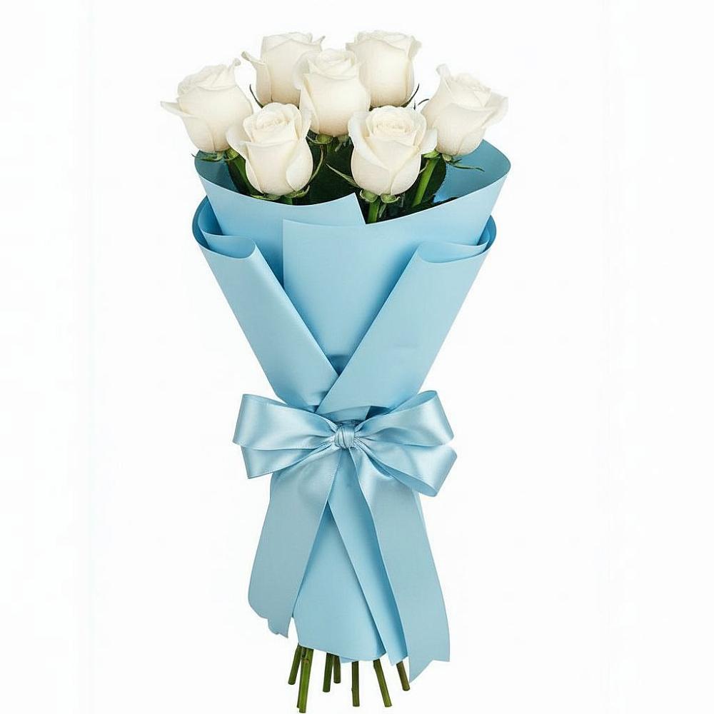 Букет 7 белых роз Проуд в Ванино