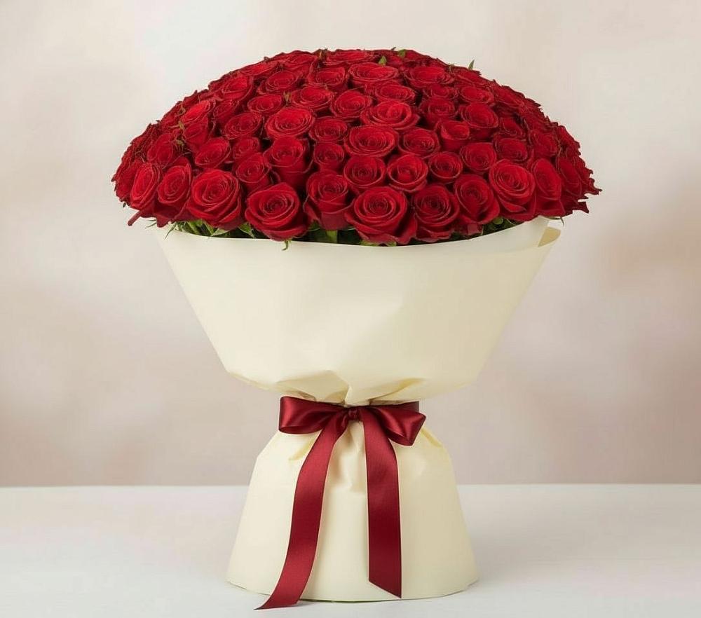 Букет 101 Красная роза Милано в Ванино