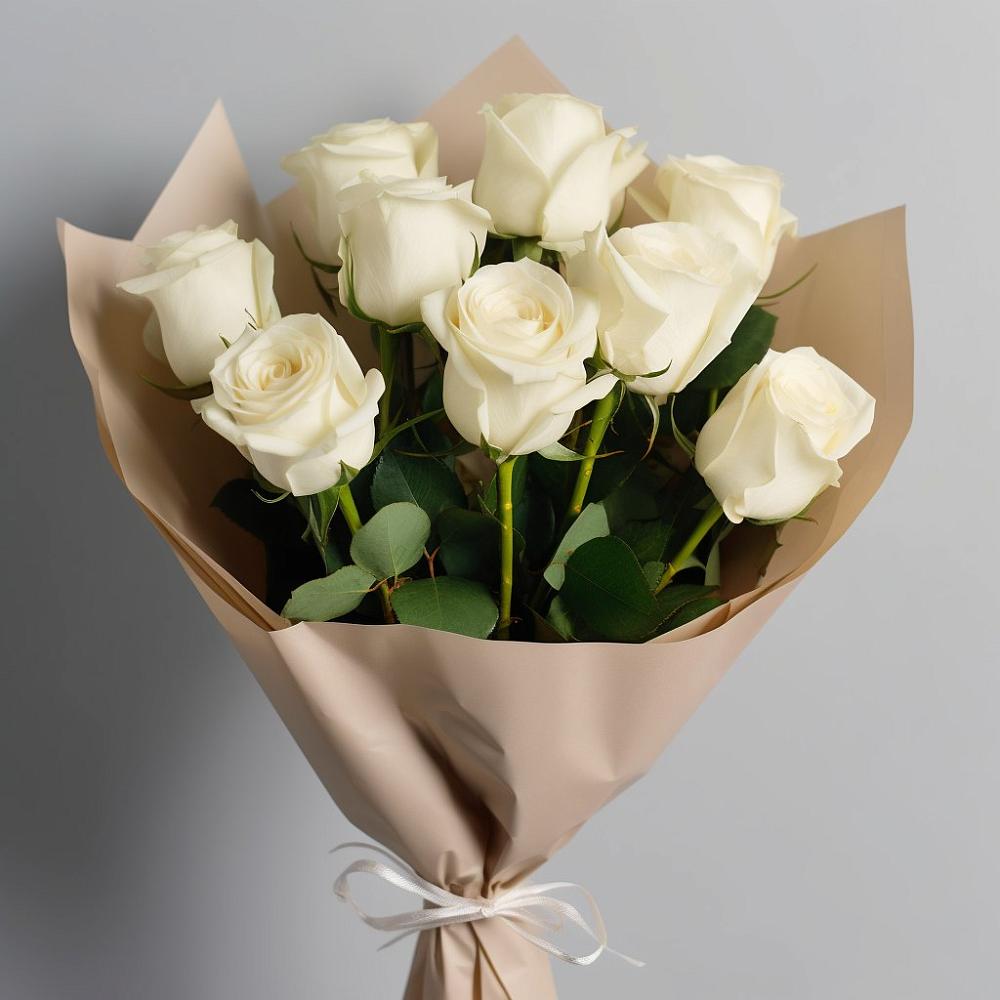 Букет 9 Белых роз Эдлесс Лав в Ванино