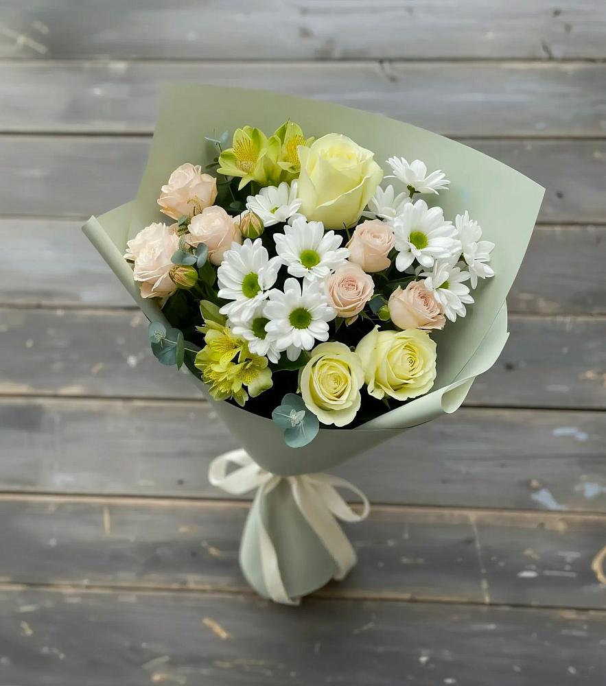 Букет цветов из: Альстромерии, Розы и Хризантемы в Ванино