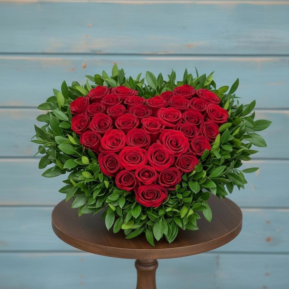 Цветочная композиция из Розы в виде сердца в Ванино