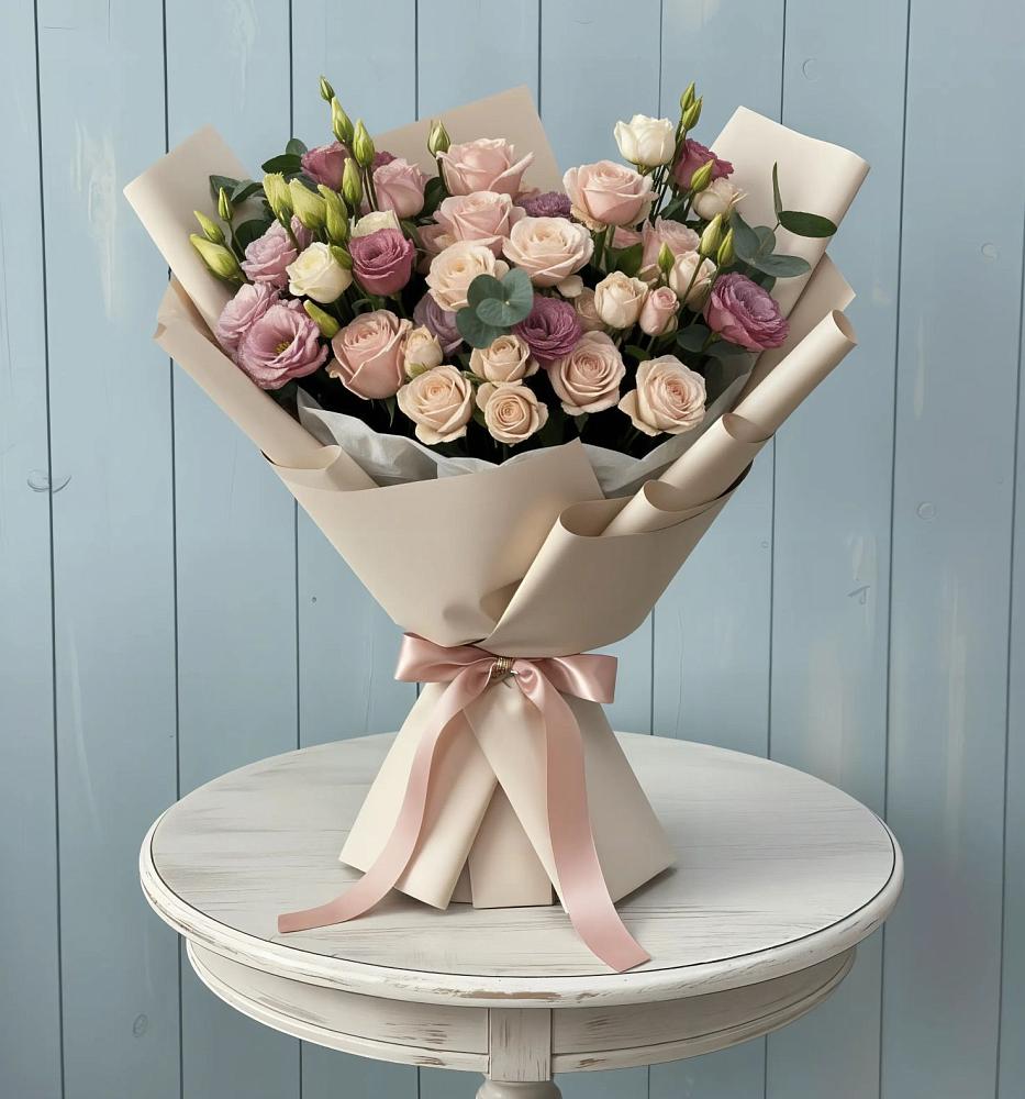 Букет цветов из: Розы и Лизиантусы в Ванино