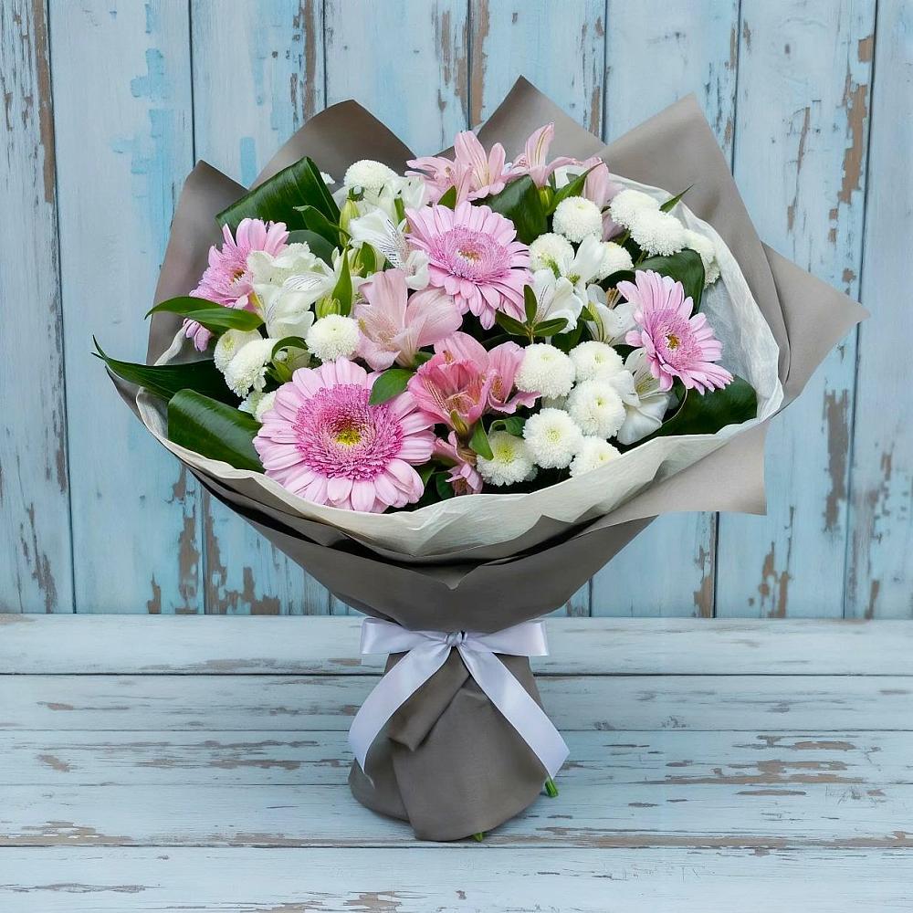 Букет цветов из: Герберы, Альстромерии и Хризантемы в Ванино